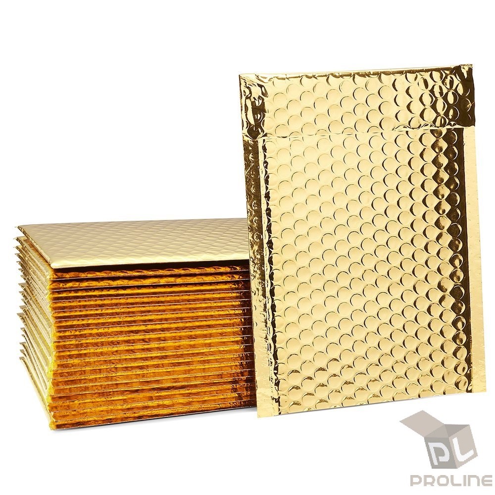 25 Extra Wide #0 Metallic Gold Poly Bubble Mailers 7×10 (Inner 6.625×9.25)