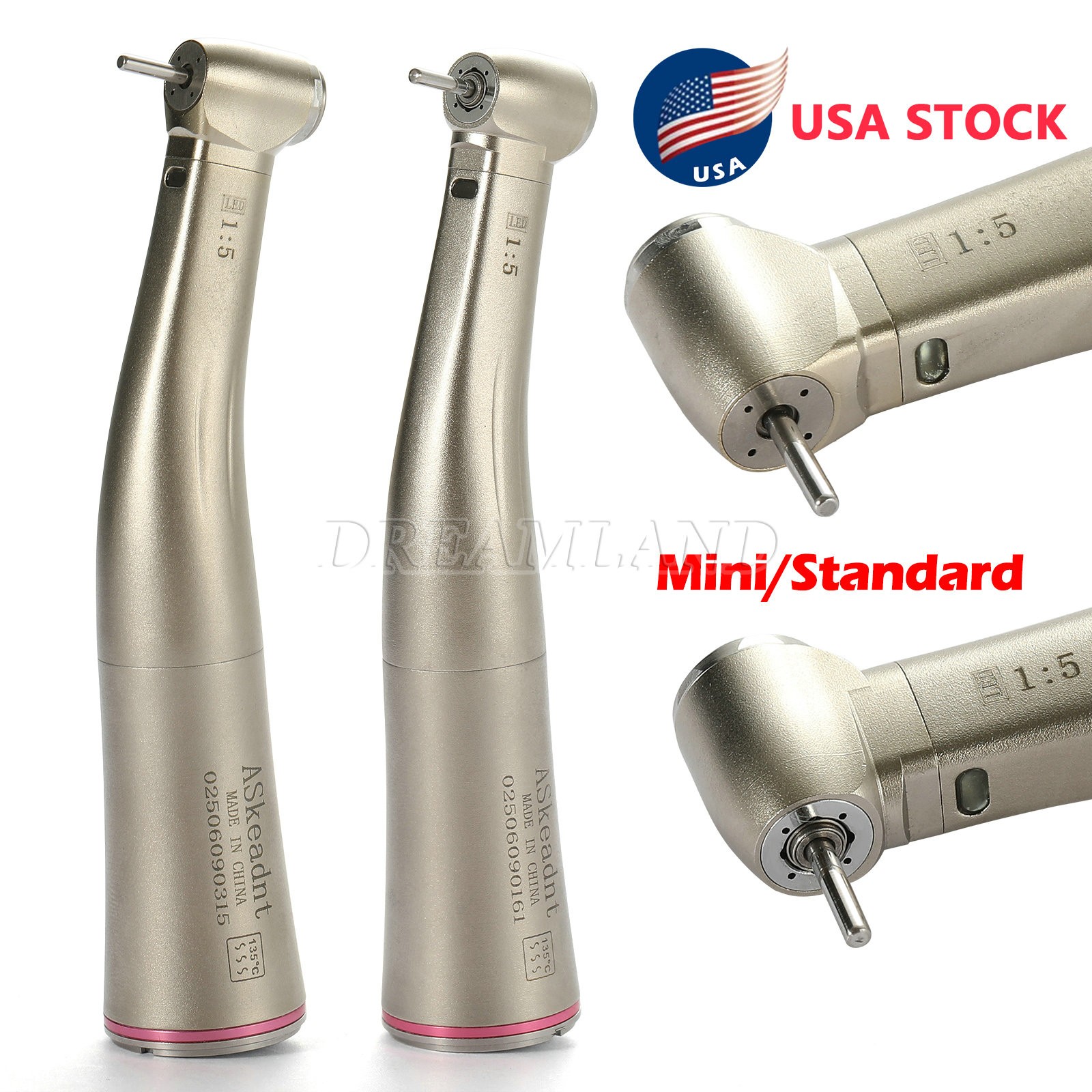 Dental Electric Handpiece LED 1:5 Contra Angle Fiber Optic High Speed