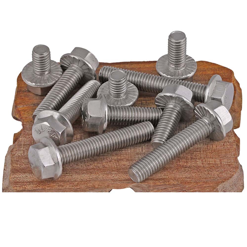 M6 304 Stainless Steel Hex Head Bolts Flange Cap Hex Washer Head Screws A2-70