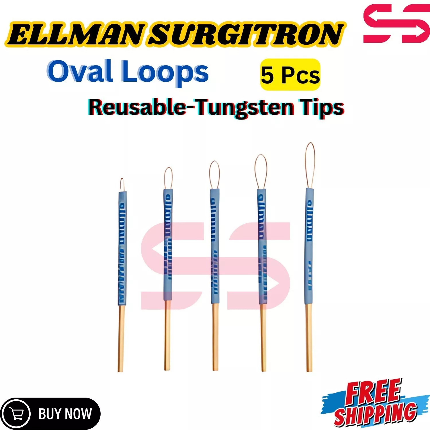 Ellman Surgitron Oval loop Electrodes 5 Pcs Reusable-Tungsten Tips New CE.