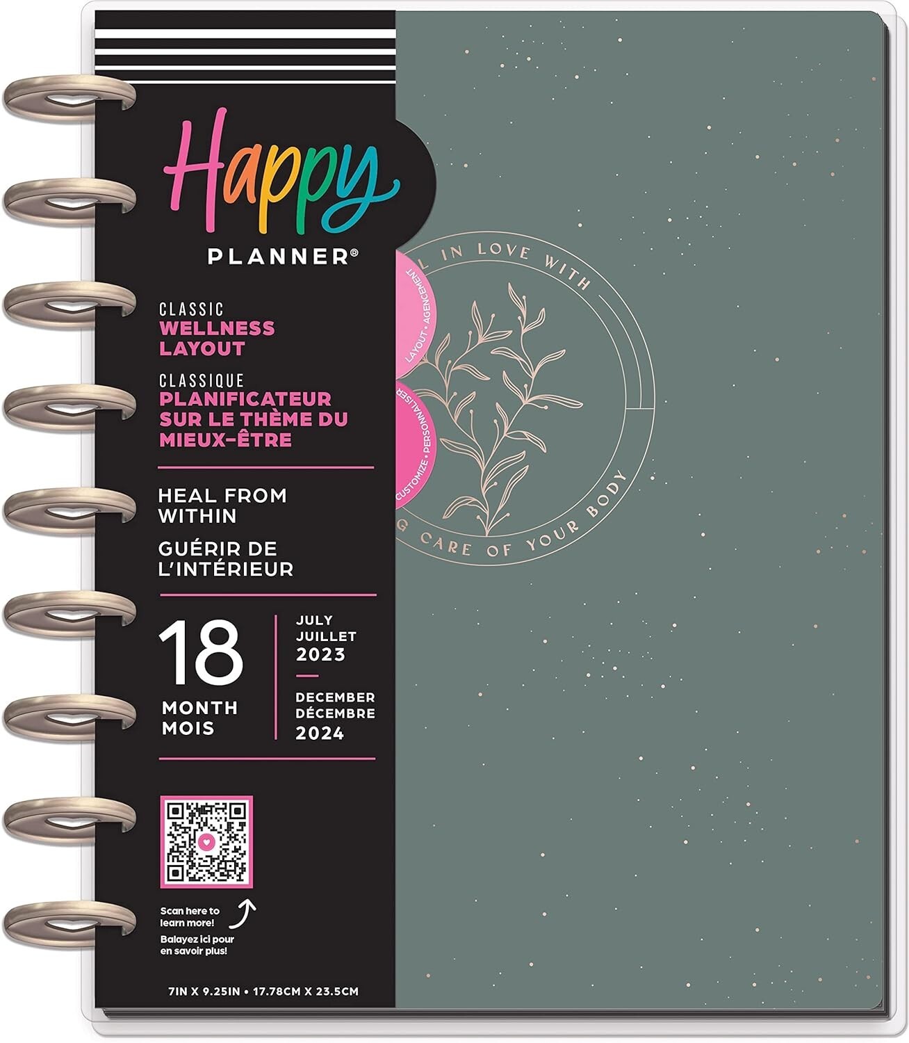 Happy Planner Classic 18-Month Heal From Within July 23 – Dec 24 Wellness Layout