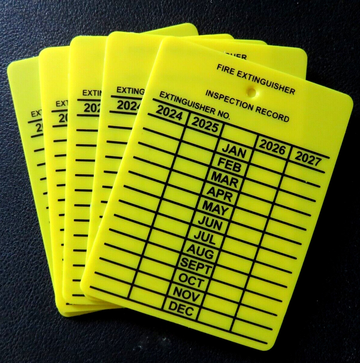 🔥🧯5-PLASTIC FIRE EXTINGUISHER 4-YEAR INSPECTION TAGS 2024-2025-2026-2027🔥🧯