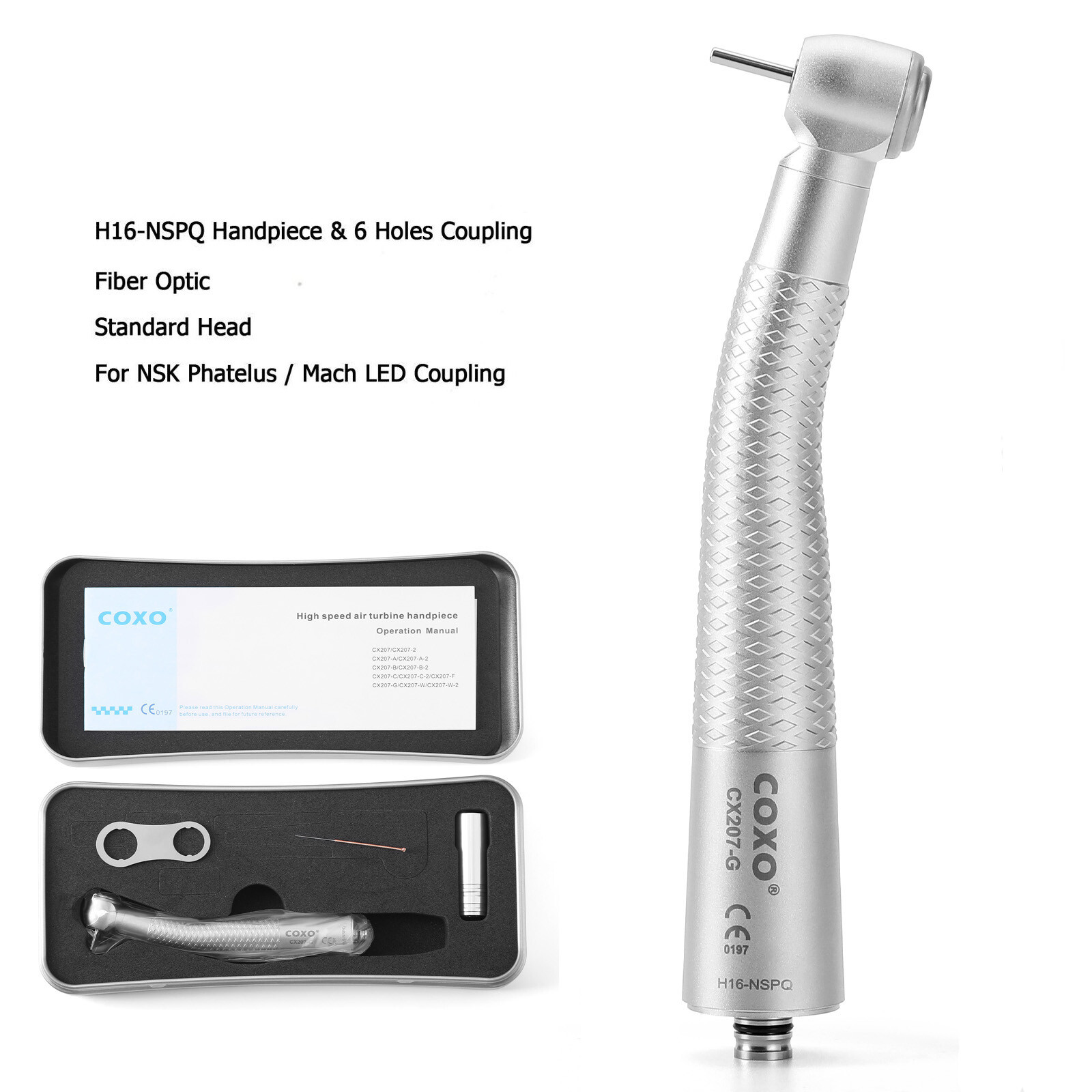 COXO Dental Fiber Optic LED E-generator High Speed Handpiece Turbine