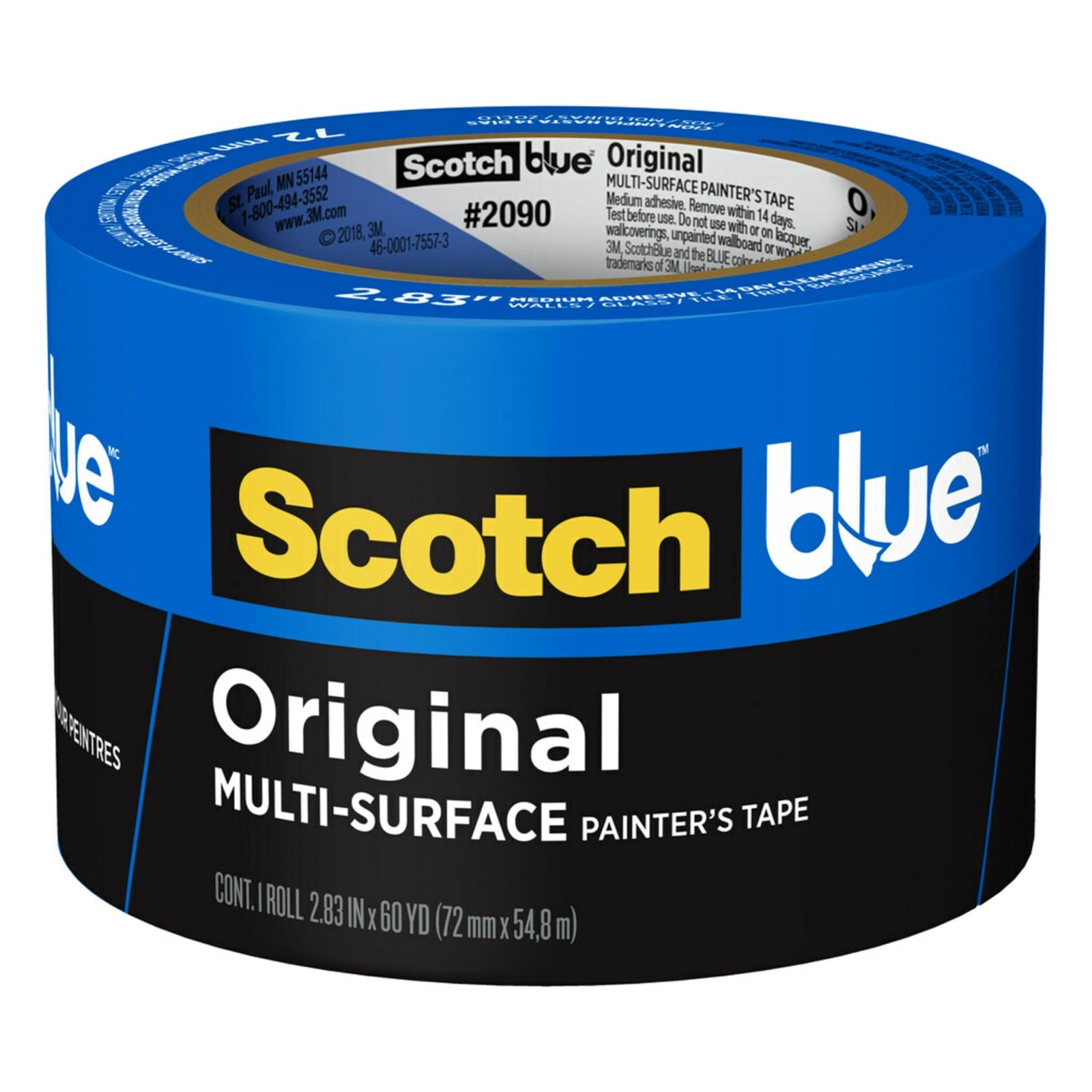 ScotchBlue Original Multi-Surface Painter’s Tape 3 Inch Wide, 1 Roll | 2.83 in x