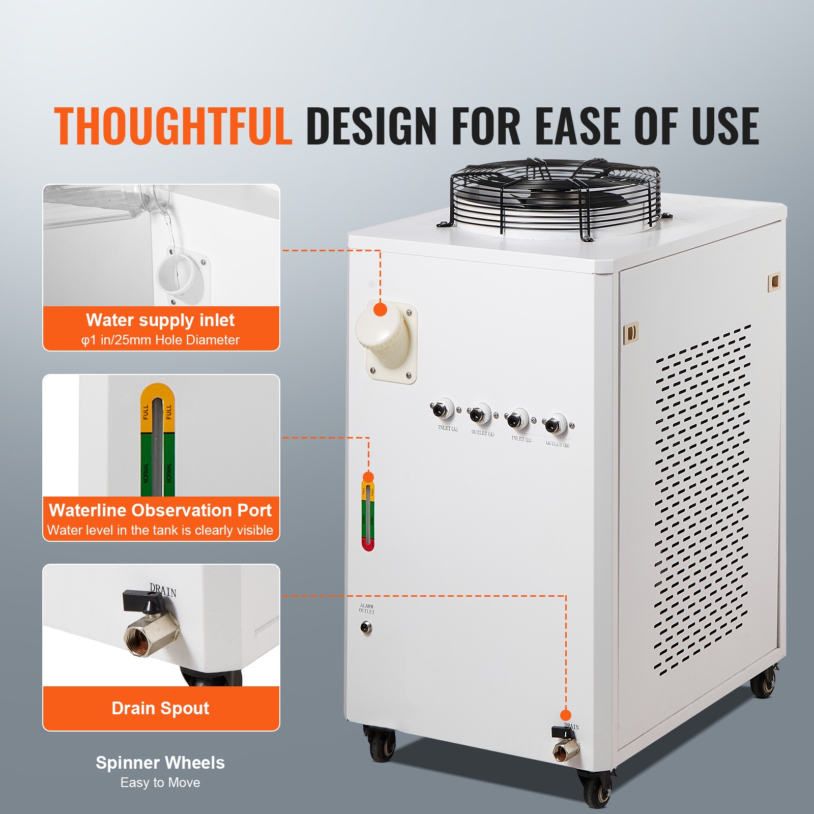 VEVOR Industrial Water Chiller CW-6000 15L 65L/min Laser Chiller with Compressor