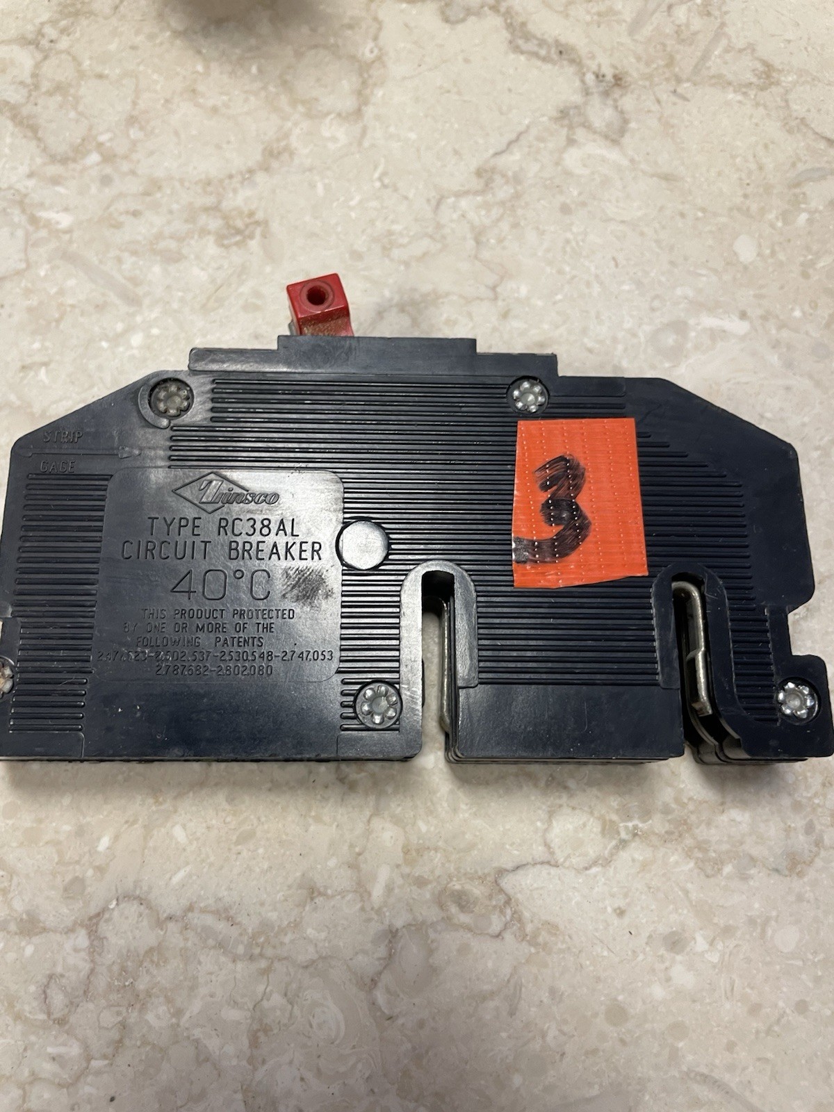 Zinsco RC38AL 2-Pole Double Pole 20A 201-250V DPST On/Off Trip Indicator