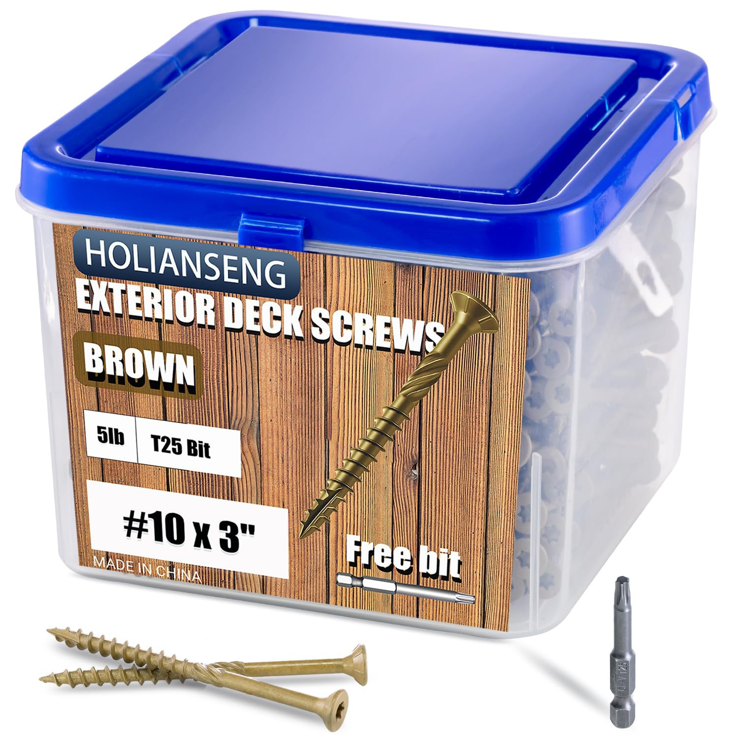 Deck Screws 3 Inch, #10 X 3”, Rust Resistant, Brown Epoxy Coated, Outdoor Screw