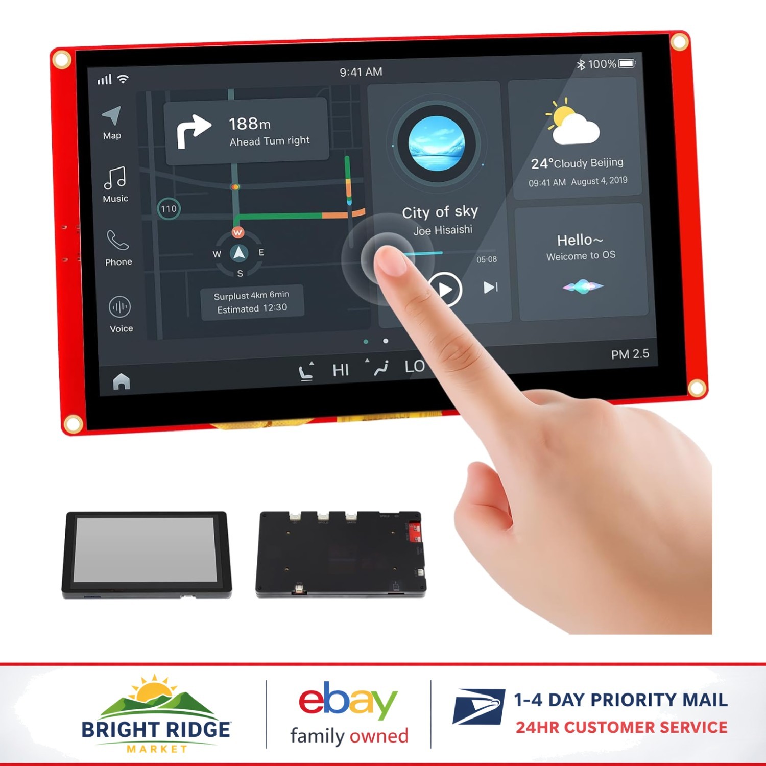 7 Inch Glossy Touchscreen Display with 170 Degree Viewing Angle and Acrylic Case