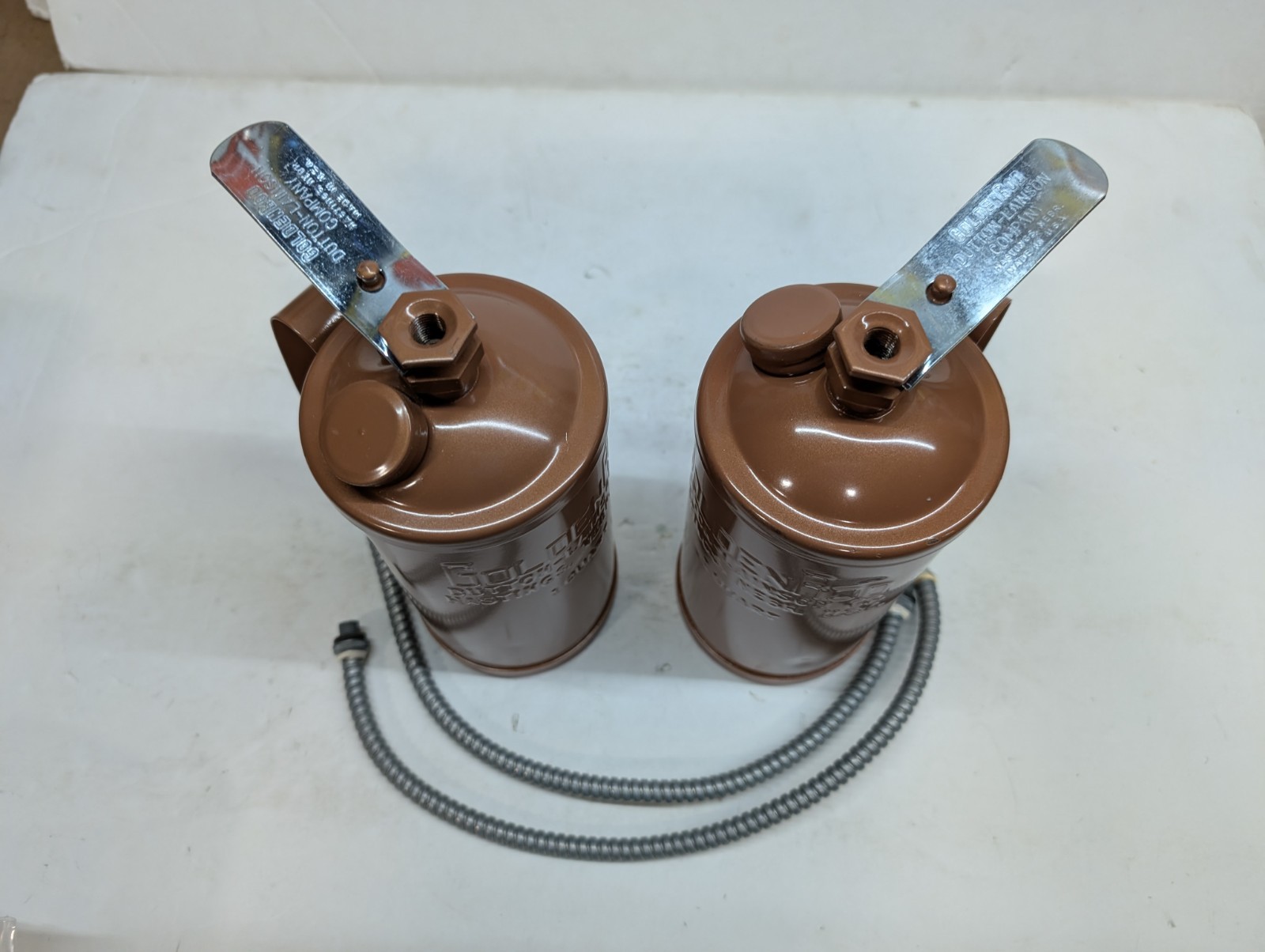Lot of TWO Goldenrod 120-A3 Oiler Oil Can Flexible Spout 1 Quart Lever NOS