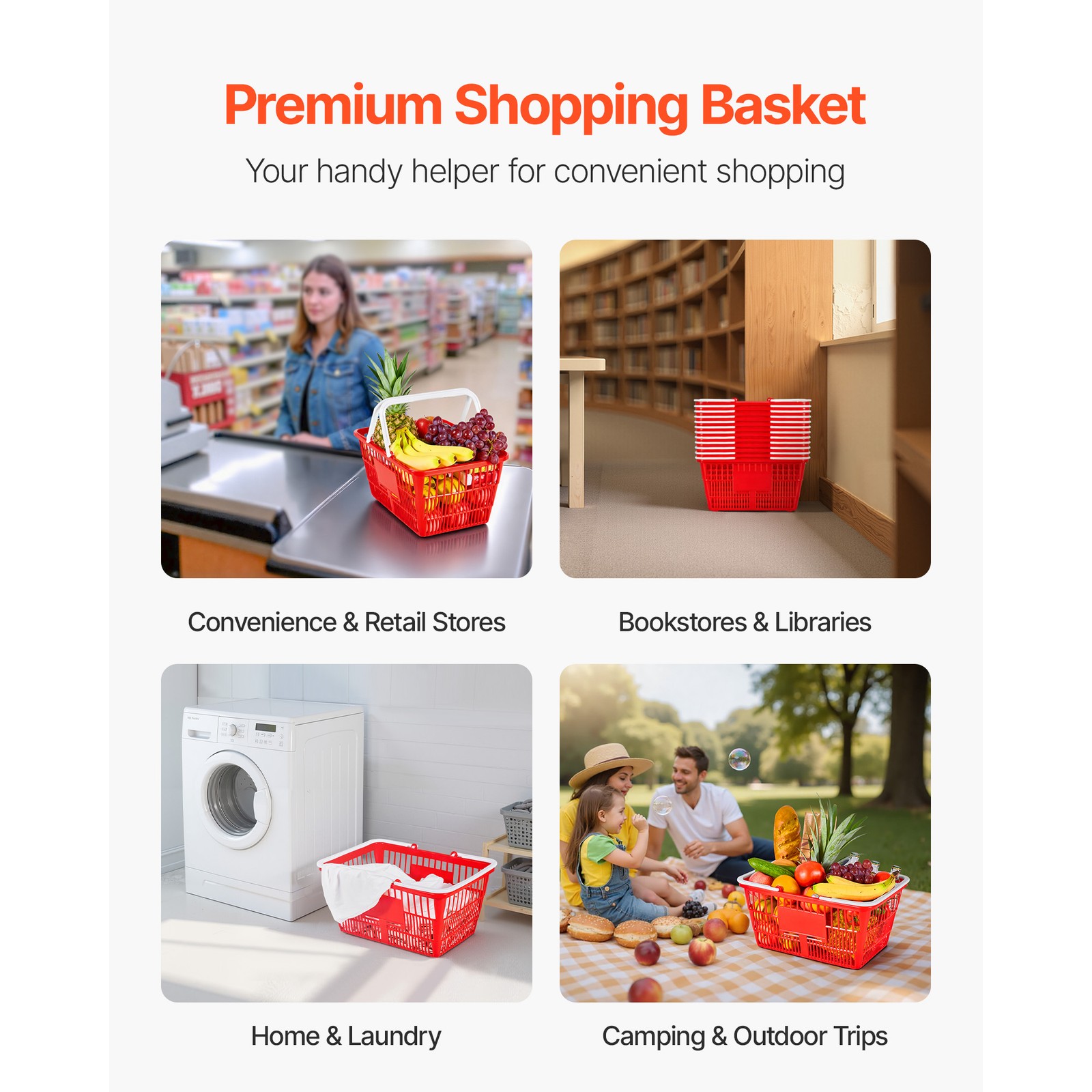 Uimoso Stackable Shopping Baskets with Handles – Set of 12 for Retail Use