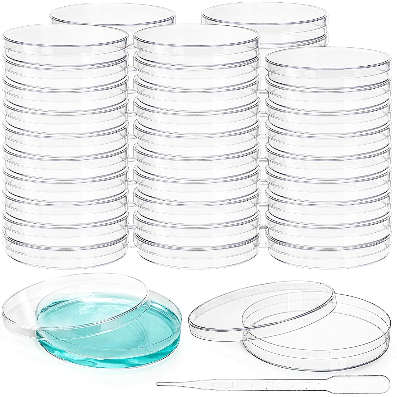 Petri Dishes with Lids, 90Mm Dia X 15Mm Deep, 50 Pack + 50 Plastic Pipettes (3Ml