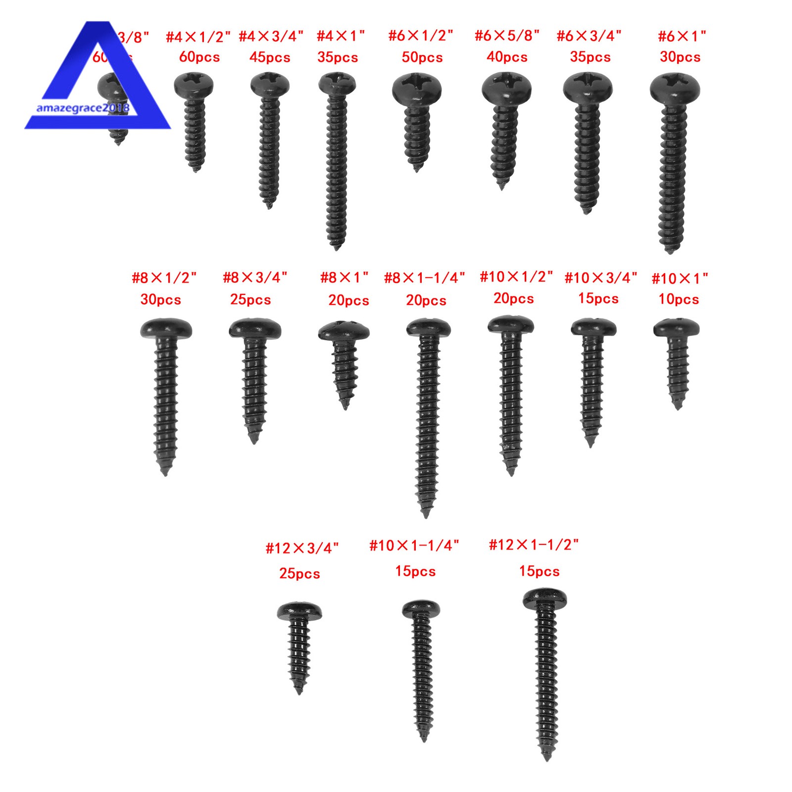 550Pcs 304 Stainless steel wood screws raised-head #4 #6 #8 #10 #12 With Box