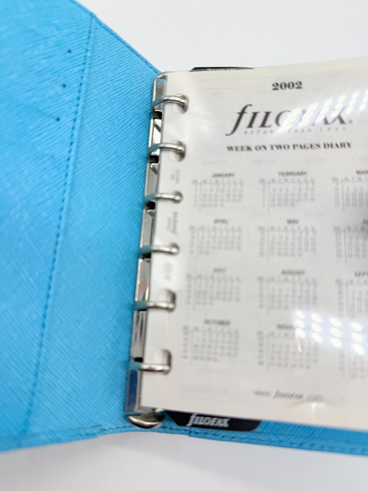 Filofax Pocket size Portobella Powder Blue Italian Leather Organizer unused
