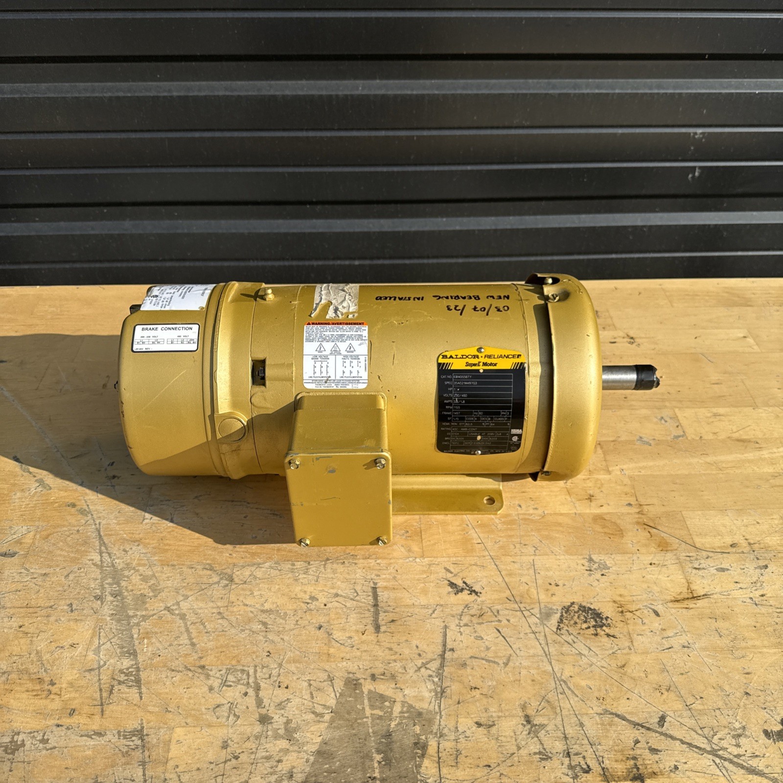 Baldor EBM3556TY Super-E Motor With Stearns Brake 105603100BQF 3PH 1HP 1155Rpm