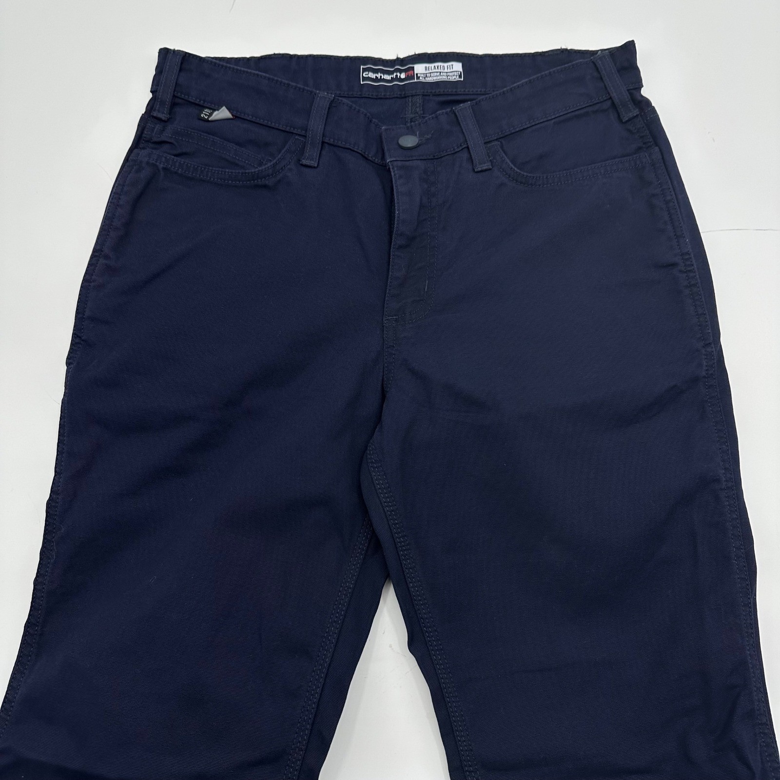 Carhartt FR Flame Resistant Relaxed Fit Navy Blue Work Pants BN5015-FRW Size 8
