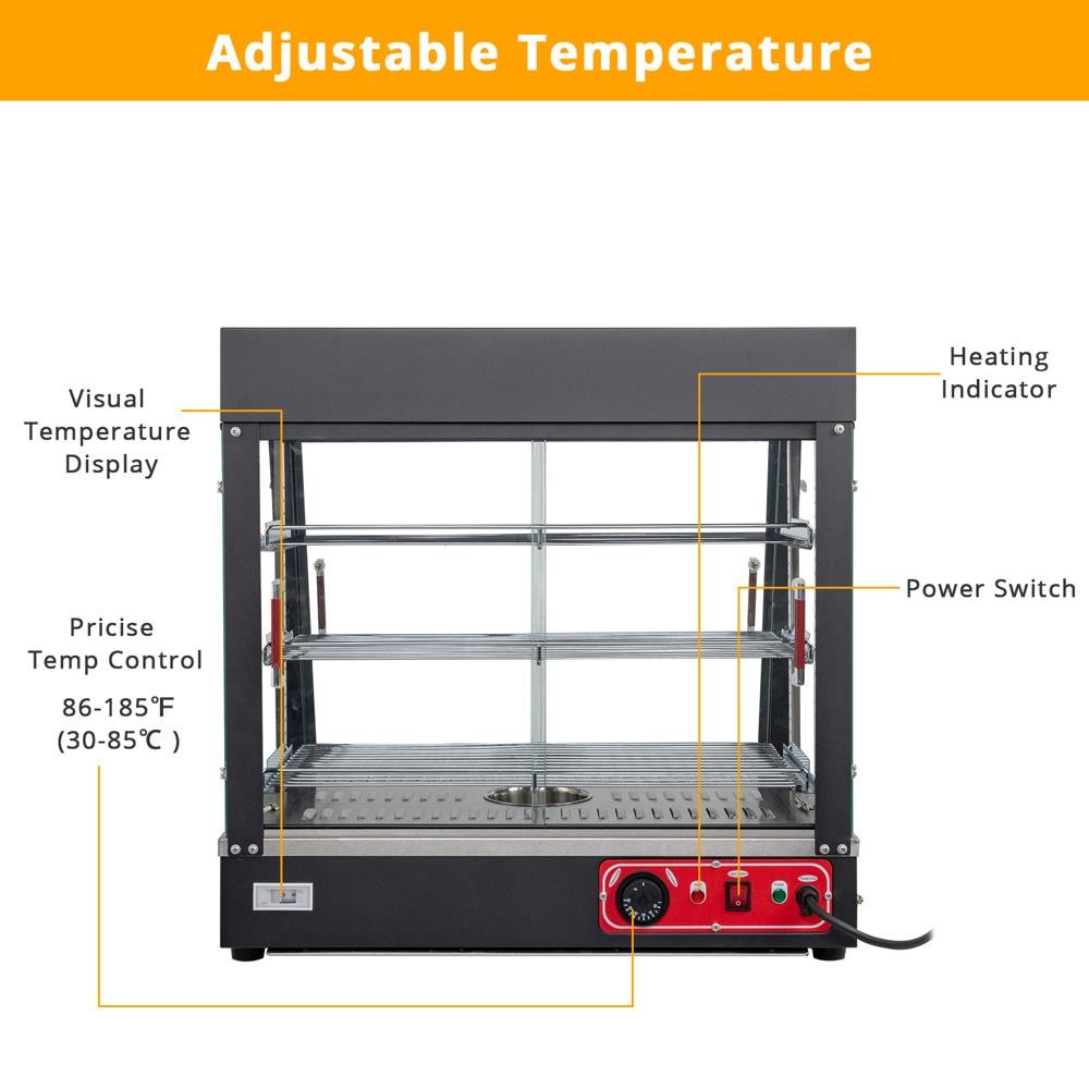 Electric 3 Tiers 26″ Commercial Heat Food Pizza Warmer Display Case Restaurant