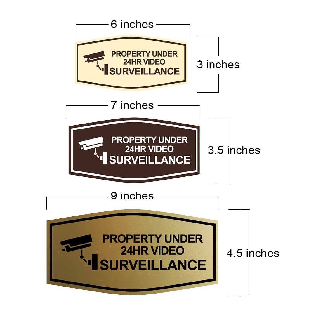 Medium Brushed Silver Property Under 24Hr Video Surveillance Camera Sign 1 PC