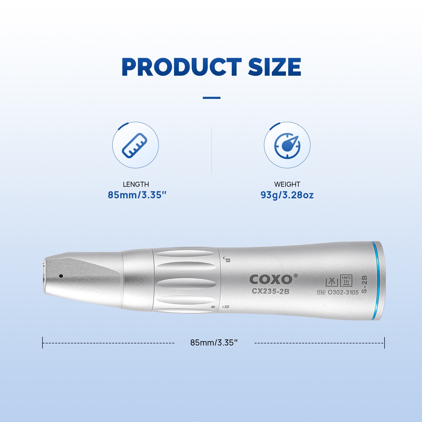 COXO CX235-2B Low Speed Handpiece, 1:1 Inner Channel, Straight Handpiece, Max4