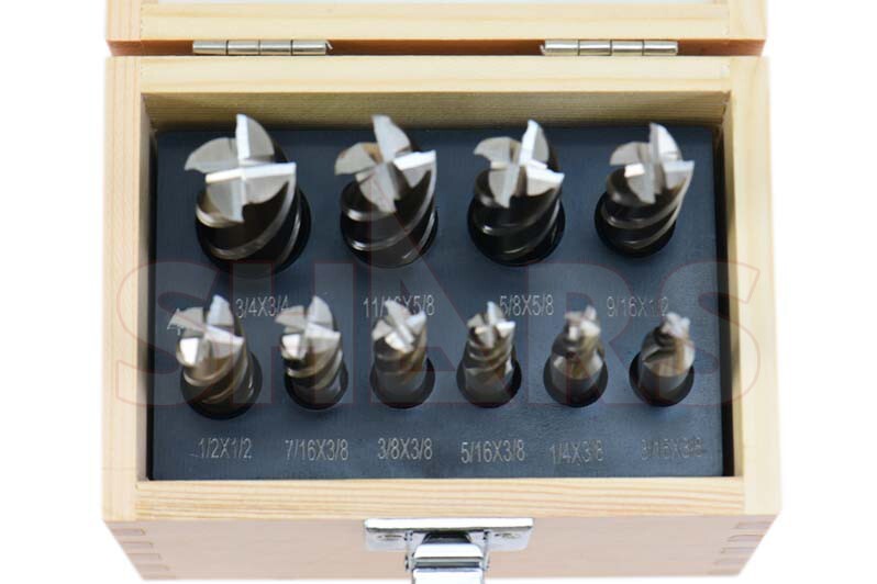 Shars 10 Pcs 3/16-3/4″ HSS Four 4 Flute HSS Single End Mill Set New M}