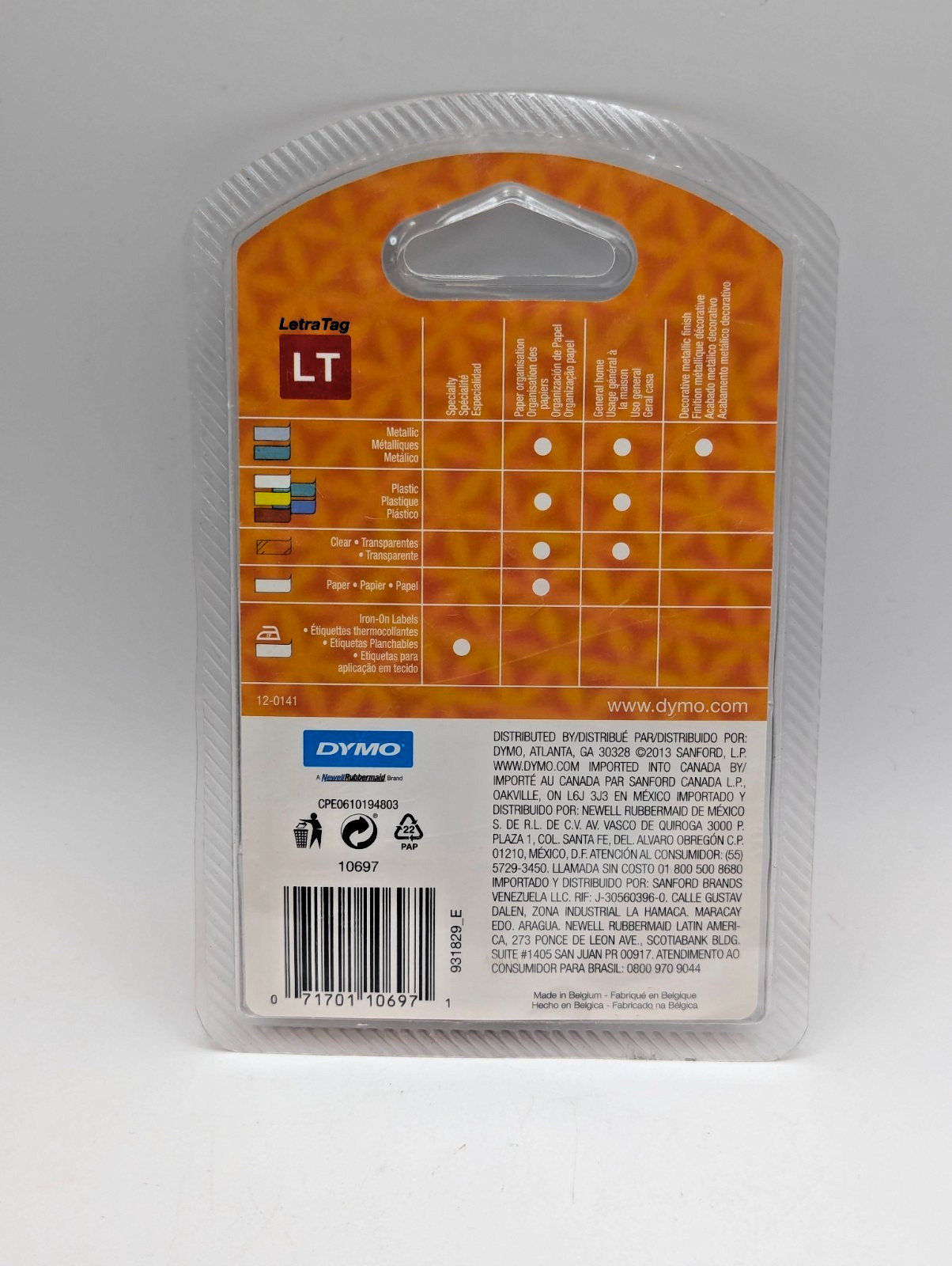 Dymo letratag LT refill 2 Pack Paper Labels 1/2 In X 13 Ft -12 Mm X 4 M White