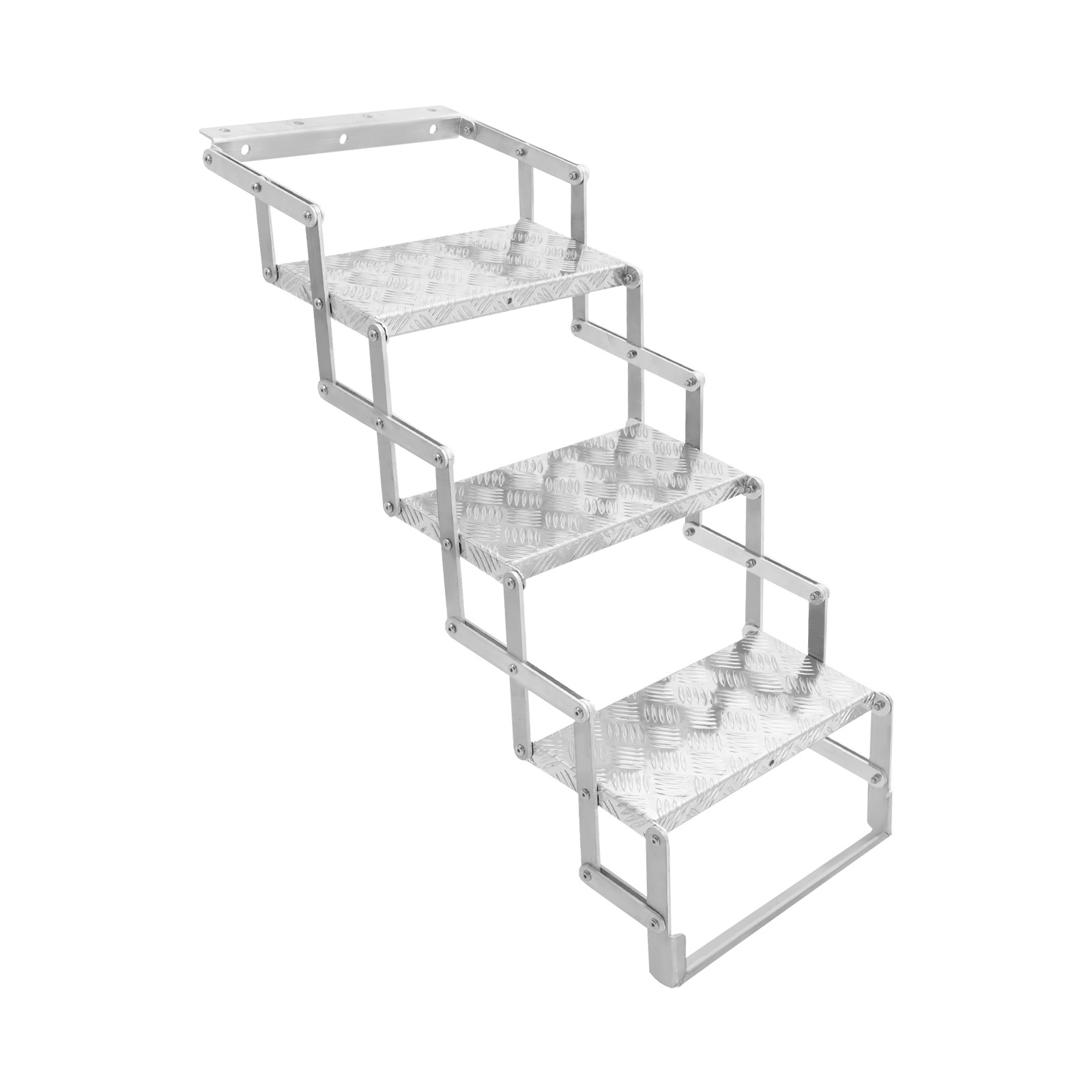 3 Steps Ladder Step Camper Aluminum Alloy Foldable Scissor Stairs Ladder 110kg
