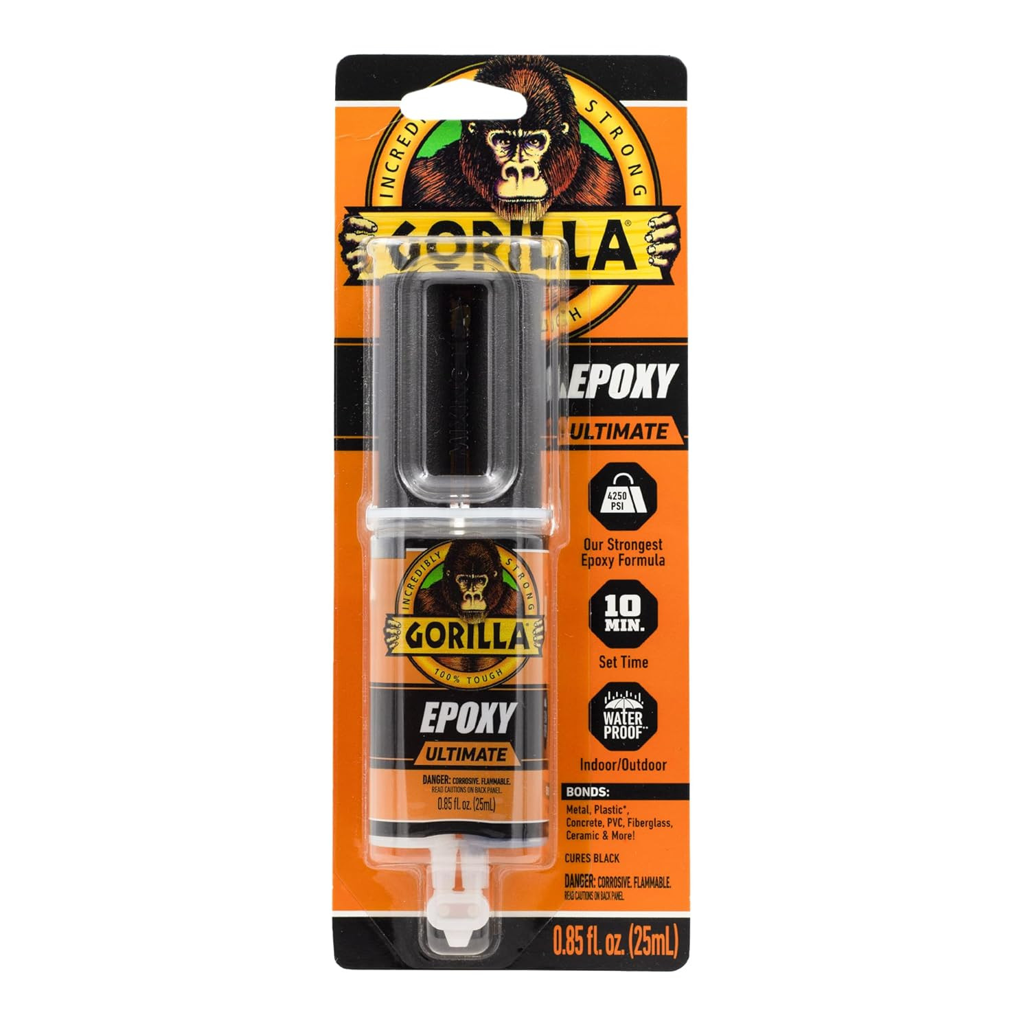 Epoxy Ultimate, Waterproof, 10 Minute Set, Permanent Bond, Dries Black, 0.85O…
