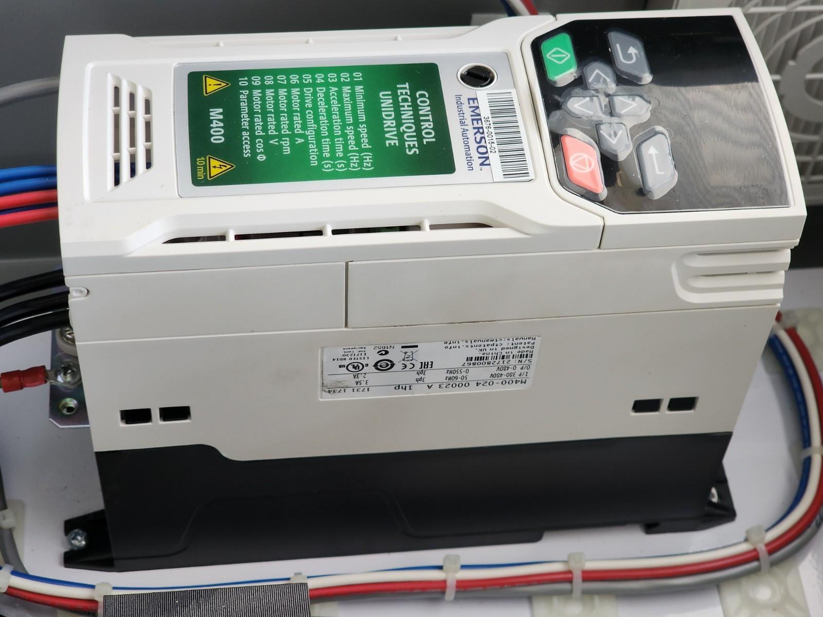 SCE SCE-20H160BLP WITH EMERSON VFD M400, TRANSFORMER AND MORE ELECTRICAL CABINET