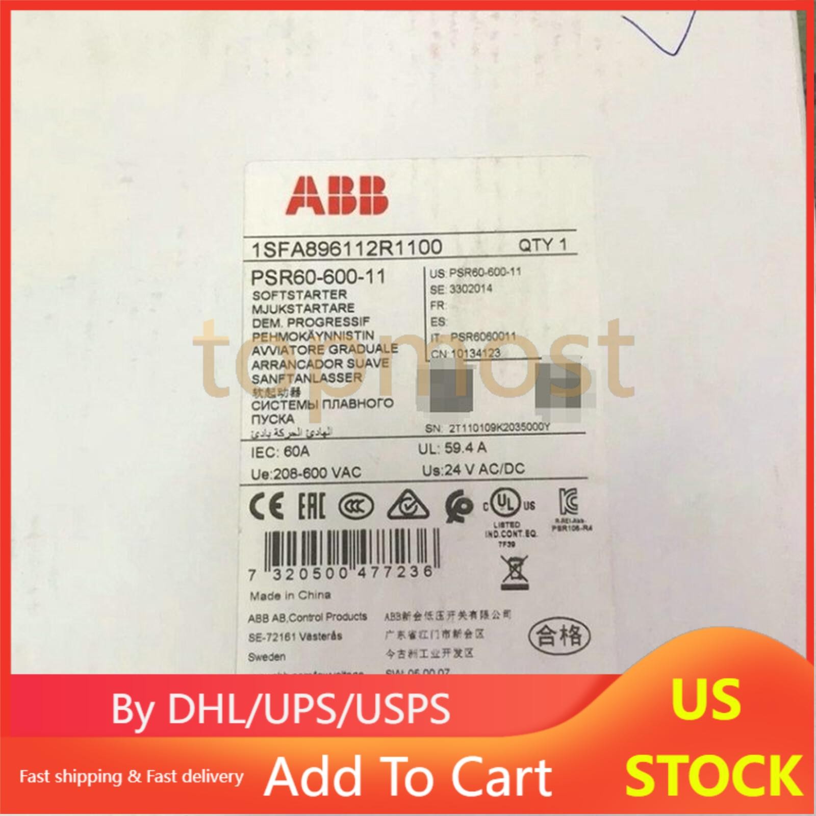 PSR60-600-11 ABB Soft Starter Brand New in Box!Spot Goods Zy