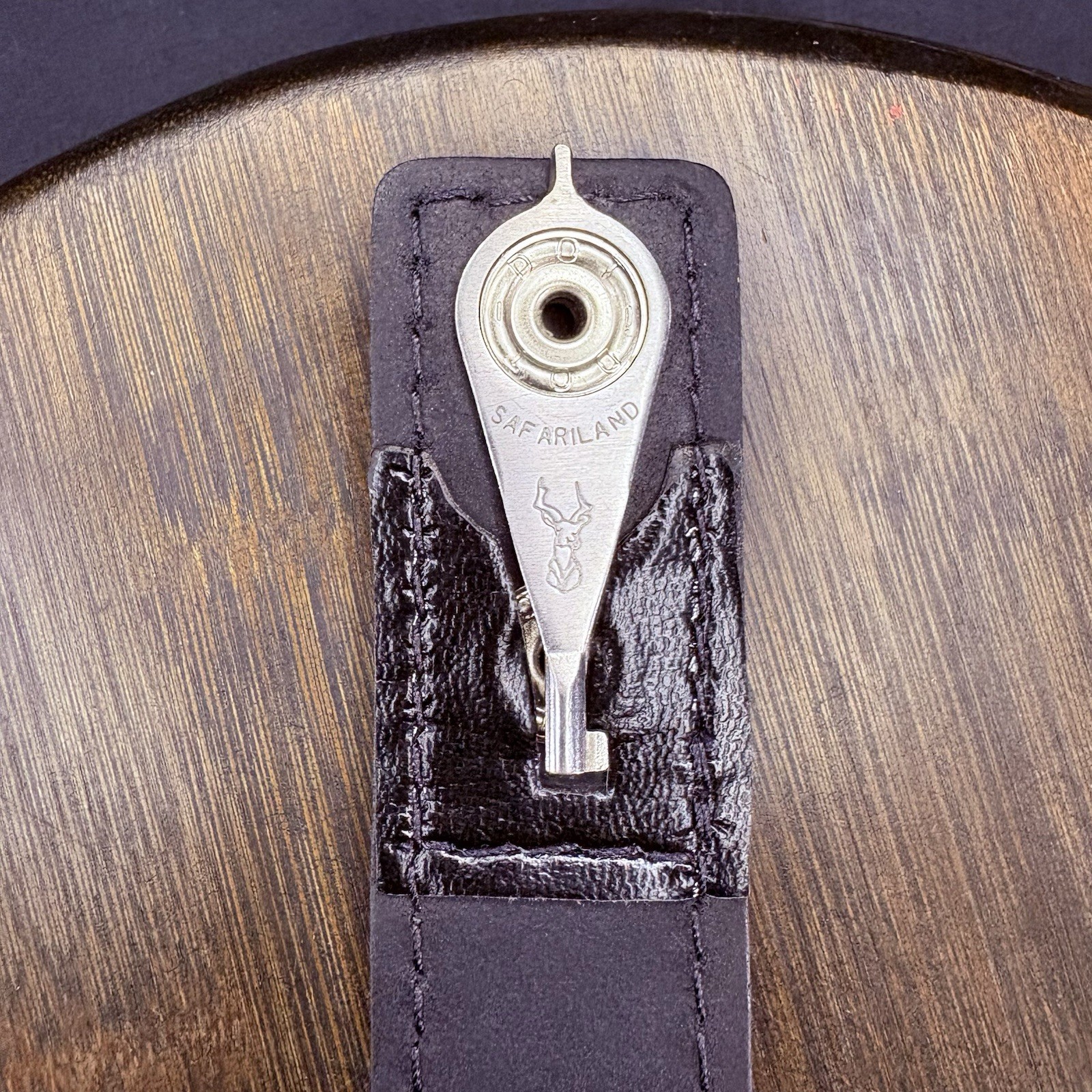 Belt Keeper w/ Hidden Handcuff Key HK-11 Hide-a-Keyper Black Leather Chrome Snap