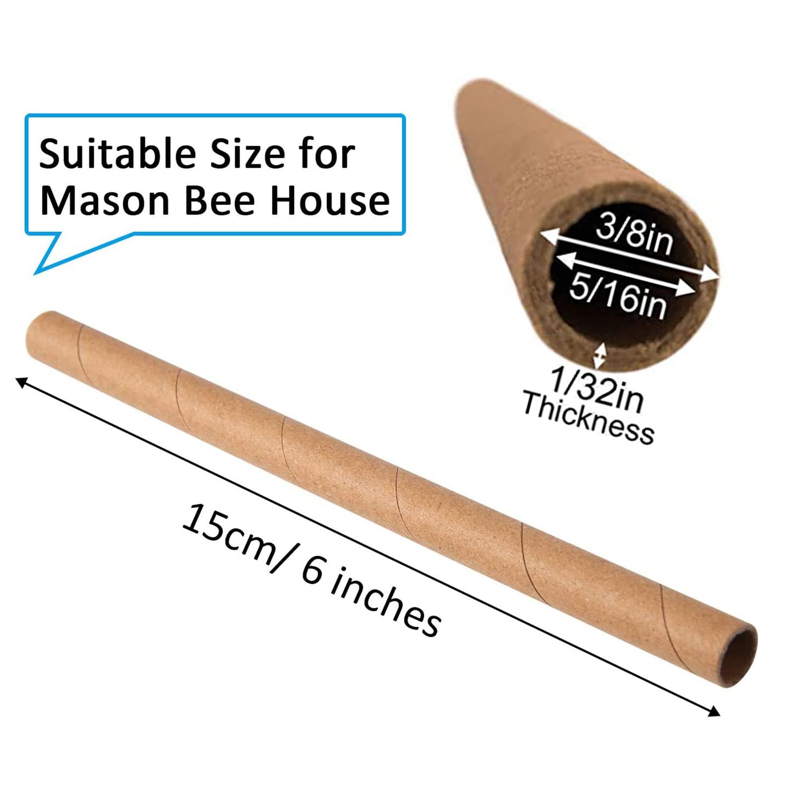 Mason Bee House Nesting Paper Cardboard Tubes Refill Inserts Beekeepers 120PK