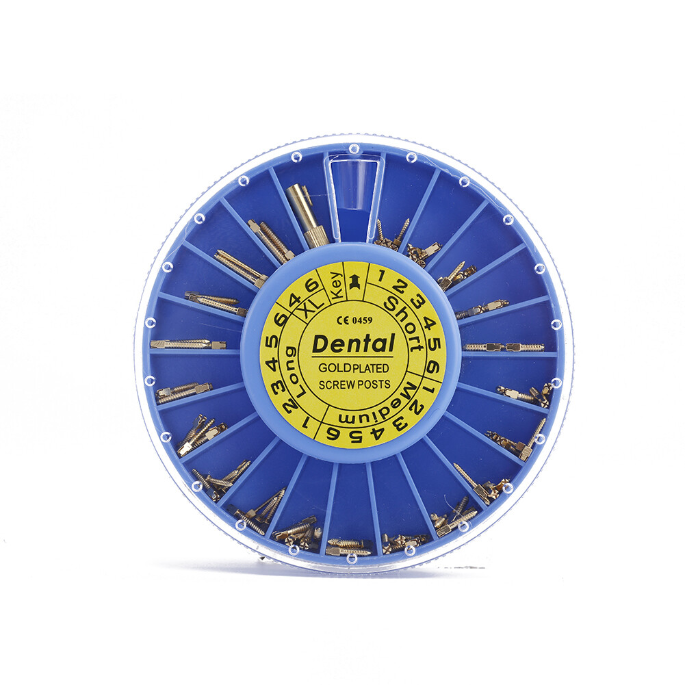 120Pcs Dental Root Canal Screw Posts Refill 24k Gold Plated Conical Screw Kits