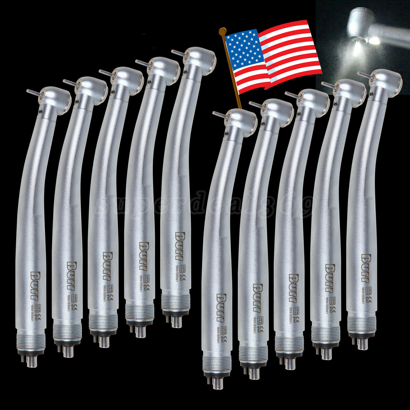 10X Dental Fiber Optic LED E-generator Handpiece Triple 4 Hole for KAV UDM4