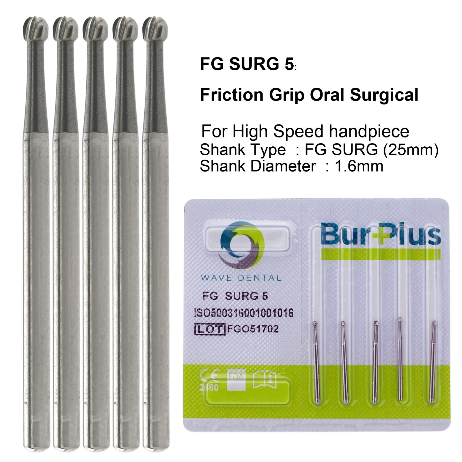 Wave Dental Round Surgical Bur 4 6 8 1/4 Carbide Surgical Length 25mm High Speed