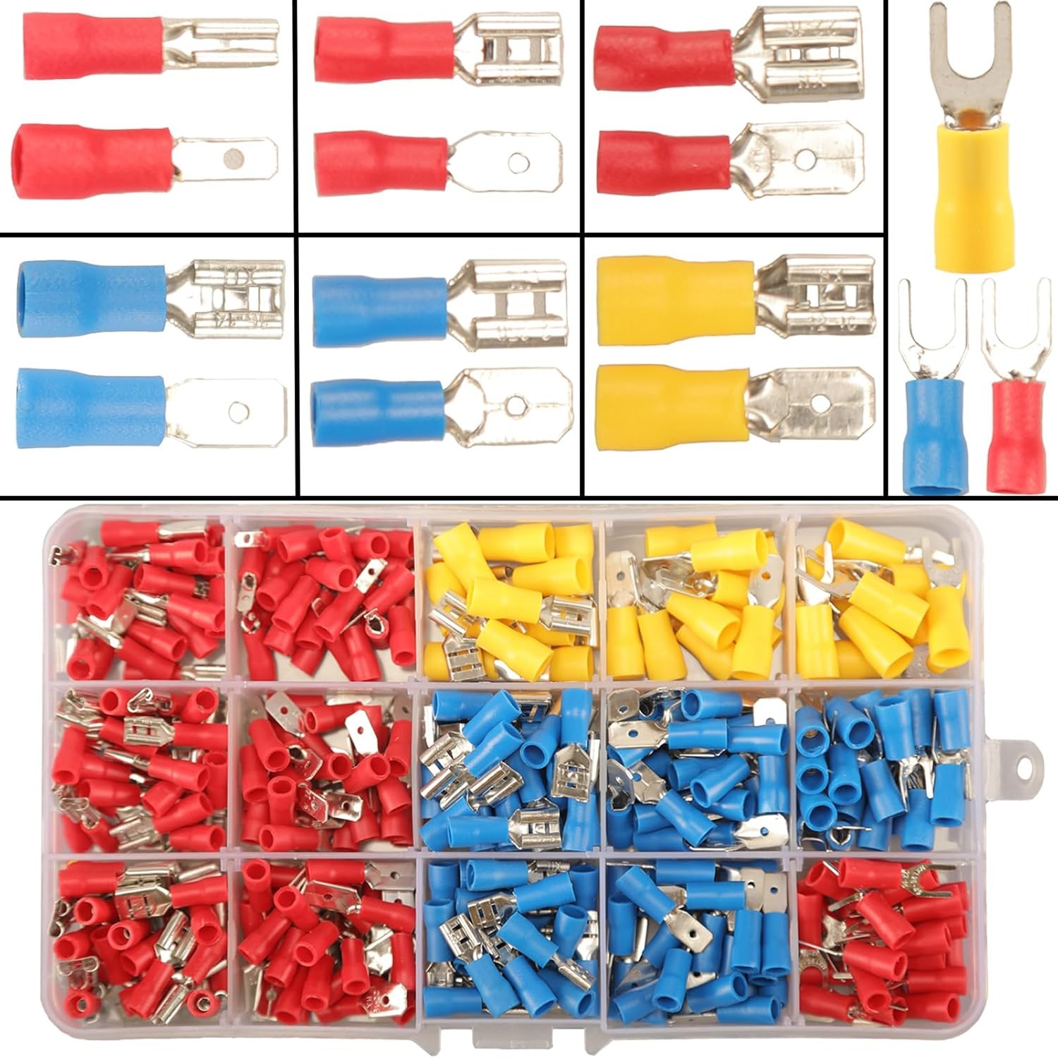 330PCS 2.8mm 4.8mm 6.3mm Male Female Spade Connector Kit Size: 330pcs