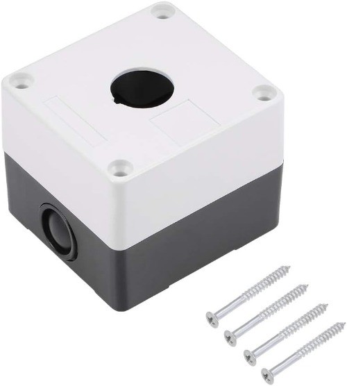22mm 1 Button Holes Push Button Switch Control Station Box in White and Black