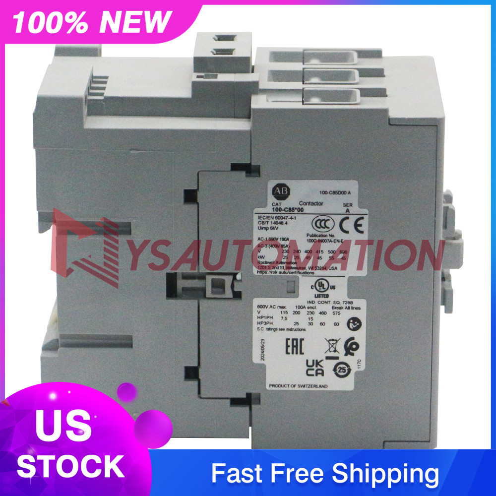 Factory Sealed 100-C85D00 Allen Bradley 100-C IEC 85A Contactor Screw Terminals