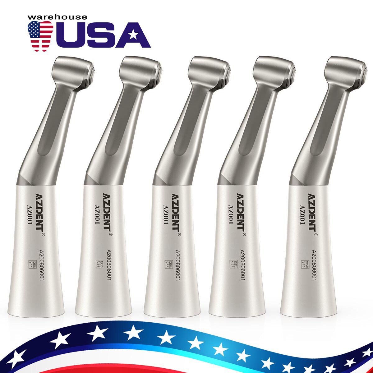 US 5X AZDENT Dental Low Speed Push button Contra Angle Handpiece