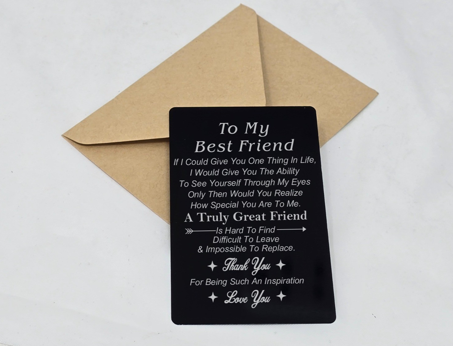 To My Best Friend Thank You Engraved Wallet Card, Forever Grateful Keepsake Gift