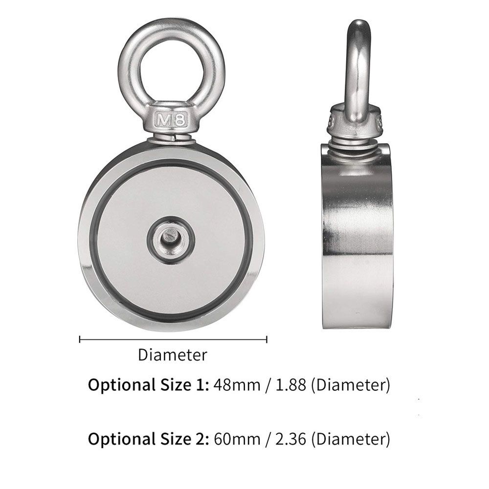 Upto 1300 LBS Fishing Magnet Kit Pull Force Strong Neodymium + Rope + Carabiner