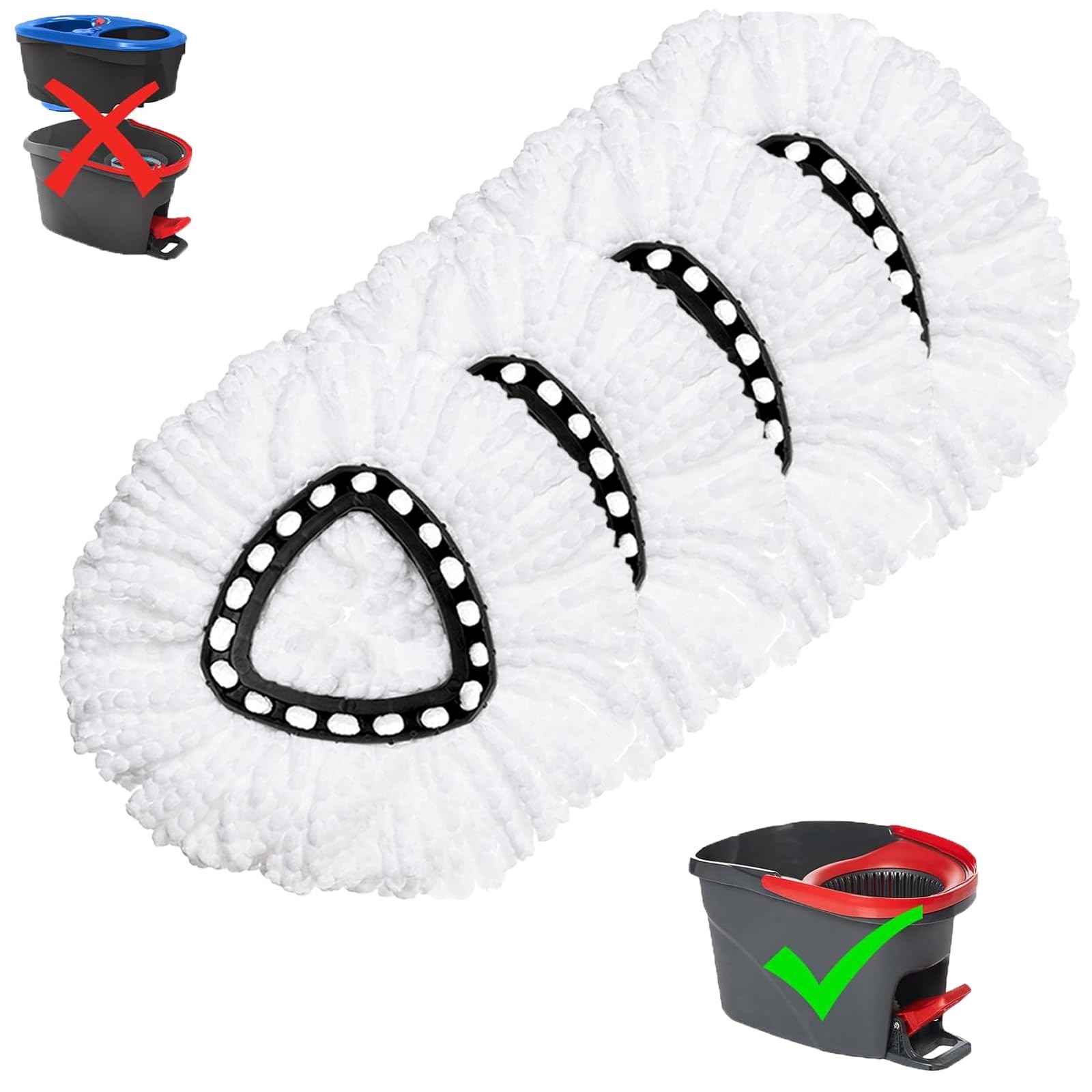 4 Pack Mop Replacement Heads for O-Ceda EasyWrin 4 Count (Pack of 1), White