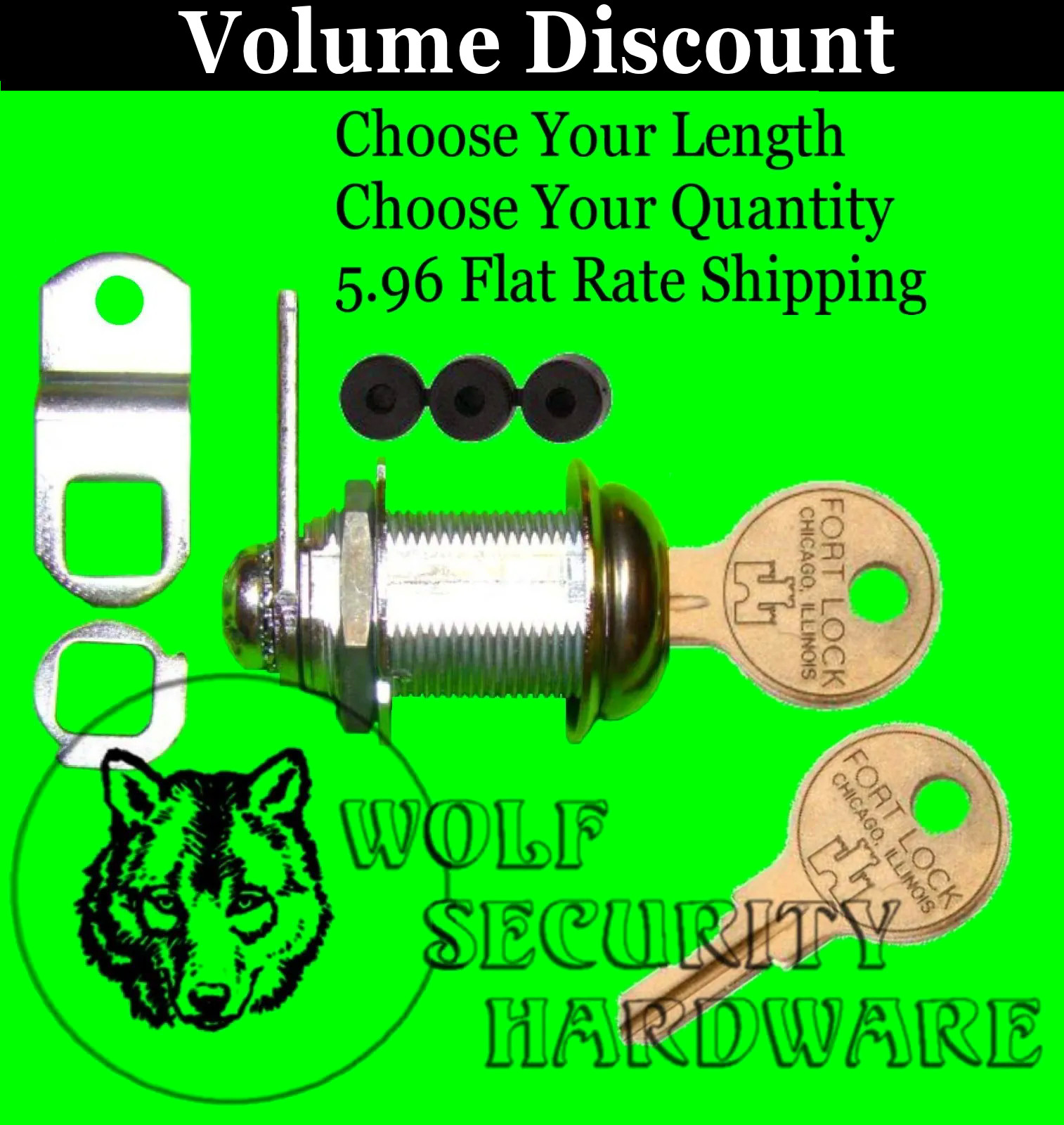 Fort Compx Cam Cabinet Lock 3/8, 5/8, 7/8, 1 1/8,1 3/8 Length KEYED ALIKE Chrome