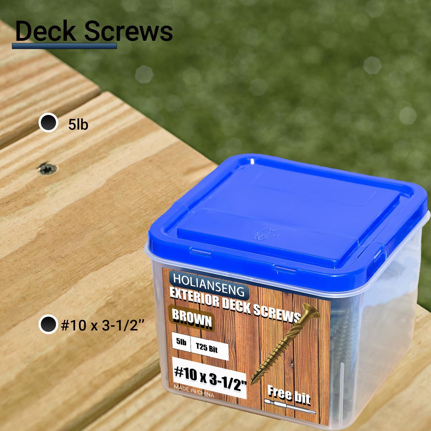 Deck Screws 3-1/2 Inch, #10 x 3-1/2, 5lb, 285Pcs Rust Resistant, Brown Epoxy