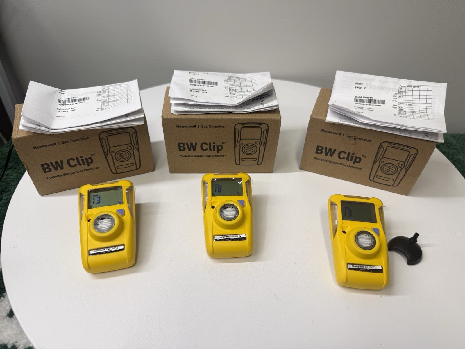 13-18 MONTHS REMAINING 3 Honeywell BWC2-X BW Clip Gas Detectors -Single Gas – O2