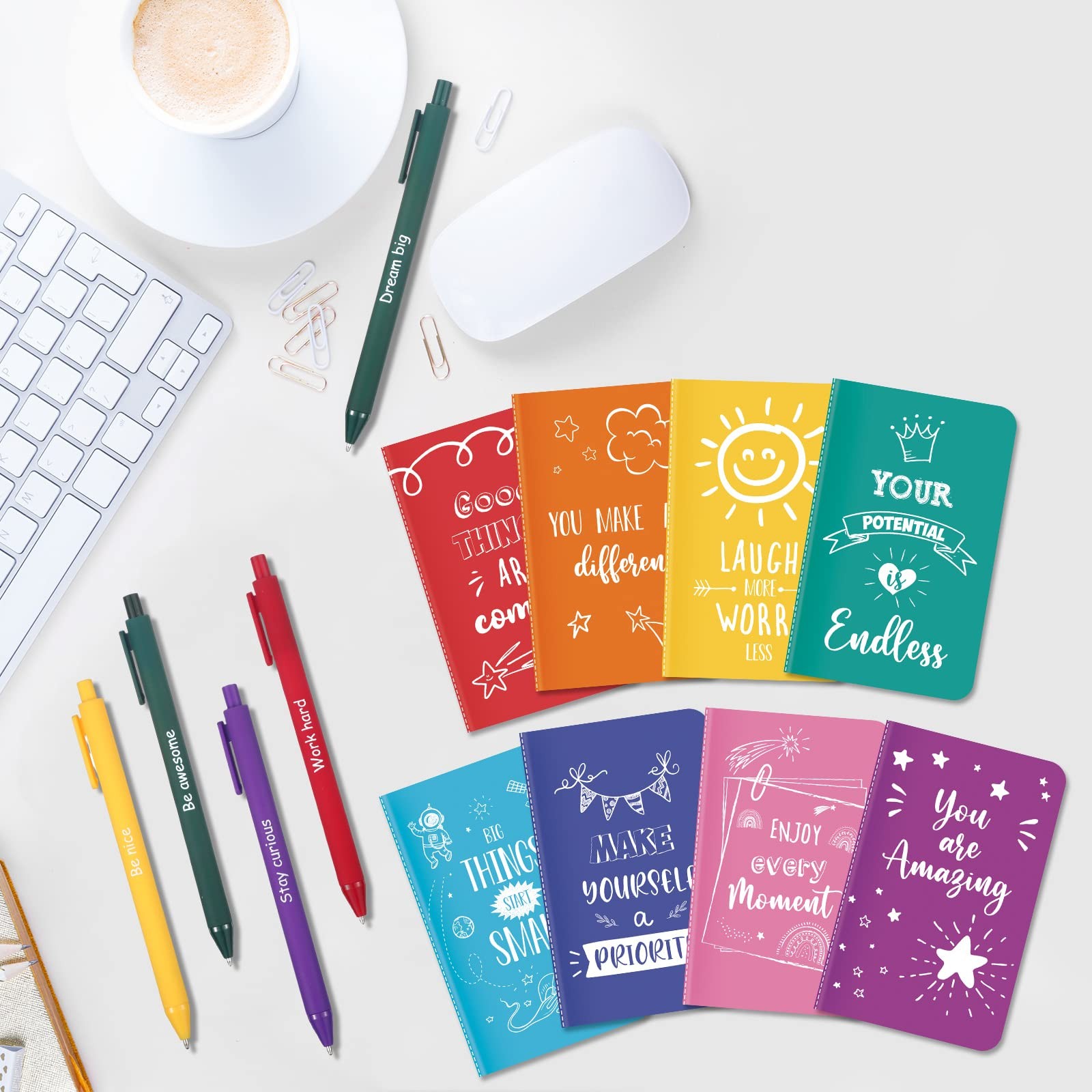 Funrous 32 Pcs Motivational Quote Pens Inspirational as shown in the pictures