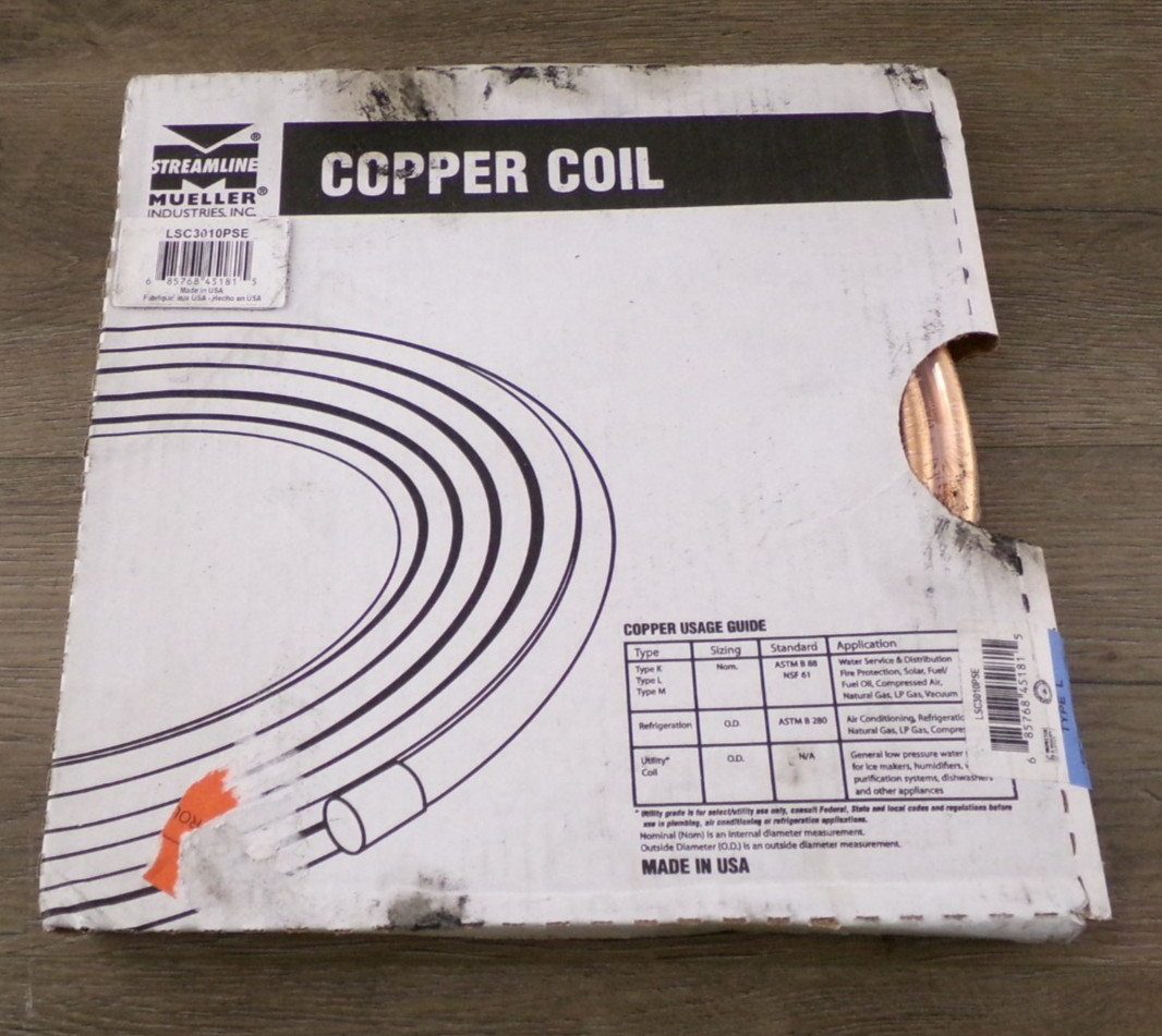 Mueller Streamline 3/8-in x 10-ft 1/2”OD Soft Copper Type L Coil LSC3010PSE S6