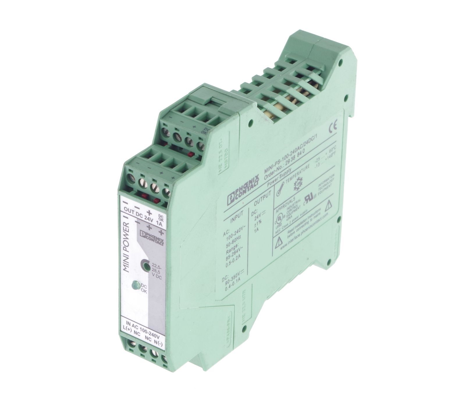 PHOENIX CONTACT MINI-PS-100-240AC/24DC/1 MINIPS100240AC24DC1 2938840