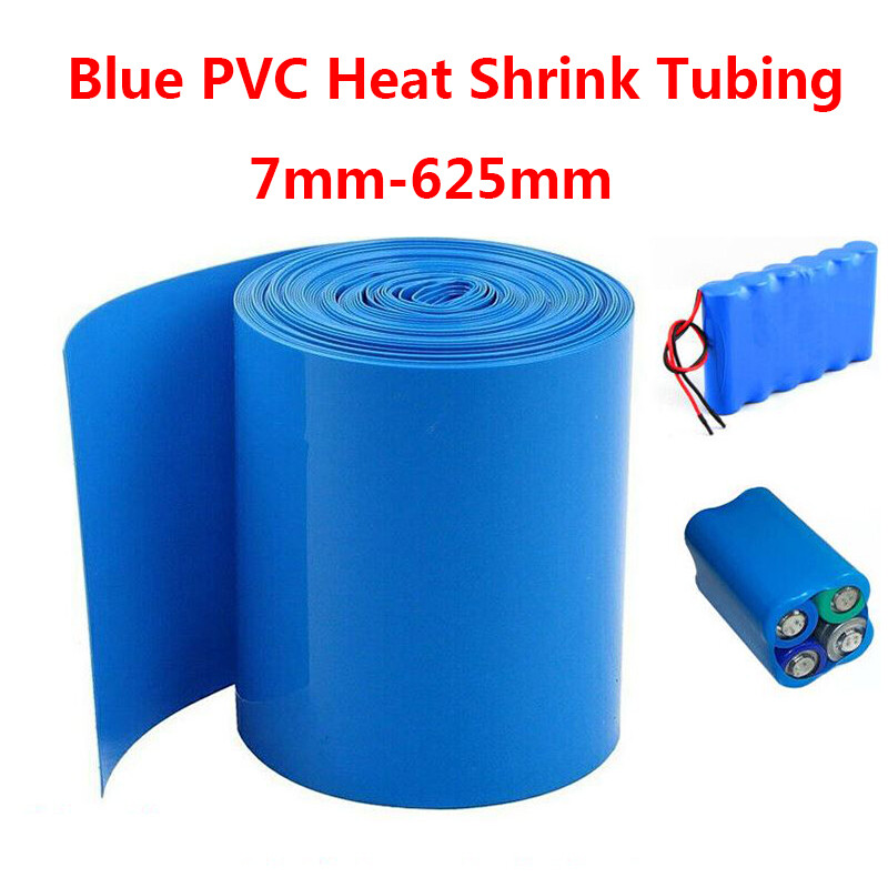 Blue 7mm-625mm Wide PVC Heat Shrink Tubing Wrap RC Battery Pack LiPO NiMH NiCd