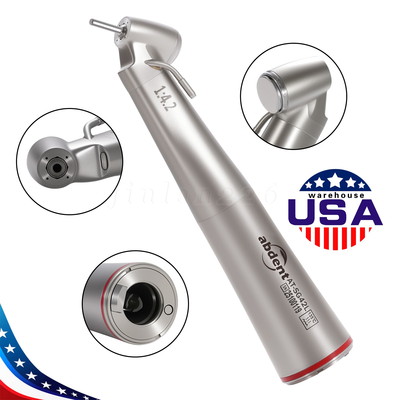 NSK Style Dental Handpiece LED 1:4.2 Contra Angle 45° Surgical External Spray