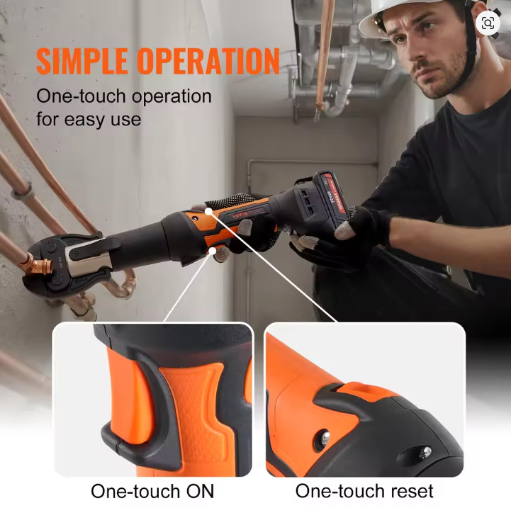 VEVOR Pro Press Tool Pipe Crimping Kit Press Tool Battery Kit 1/2″ 3/4″ 1″ Jaw