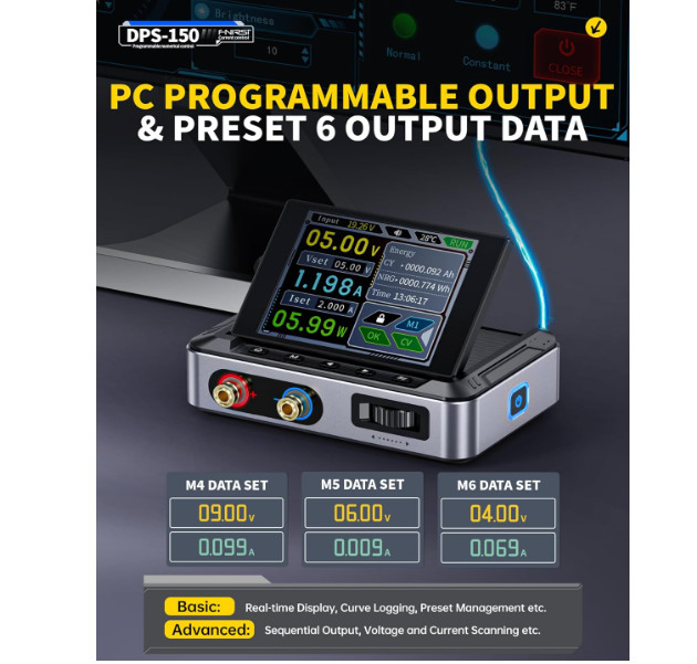 Fuente DC Ajustable 0-30V 5A Programable PD QC Pantalla IPS Digital. Nuevo